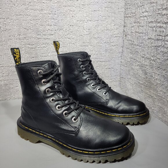 Dr Martens Luana Womens Size US 8 Black Leather Lace Up 7-Eye Combat Boot Shoes - Picture 5 of 11